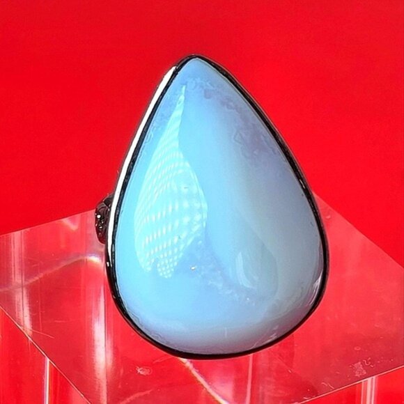 Hand Made 925 Sterling Silver Ring Size 7.75 with 40 ct Natural Chalcedony - Picture 1 of 13